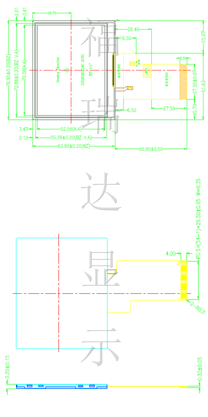 FRD-TFT-35054P外型尺寸图纸